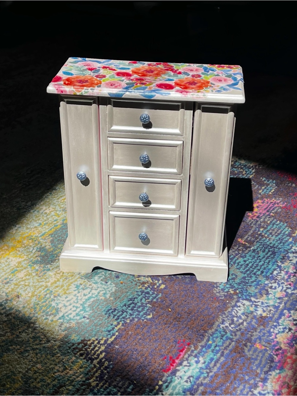 hand restored floral cottage core jewelry box